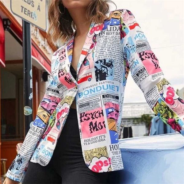 

fashion trend women lapel leopard print long sleeves suit jacket elegant fall winter office lady cardigan coat casual streetwear 211019, White;black
