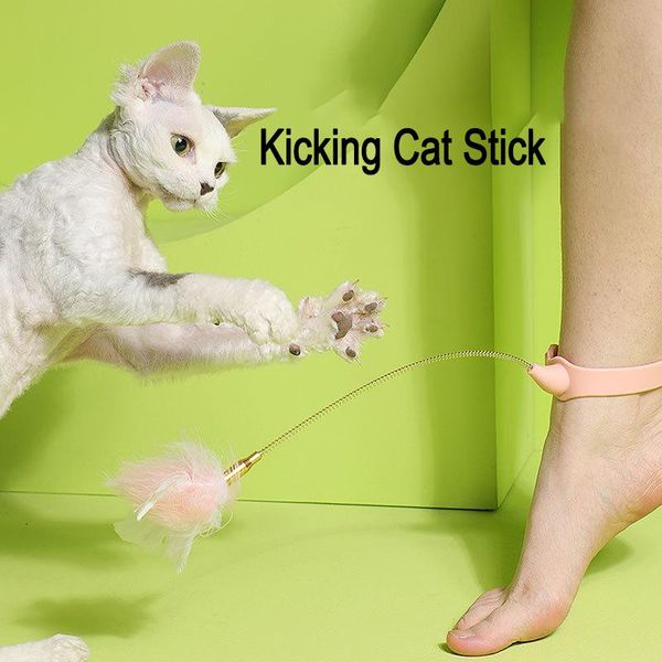 

cat toys interactive toy feather teaser stick catcher teasing sticks kitten foot playing game pet products supplies