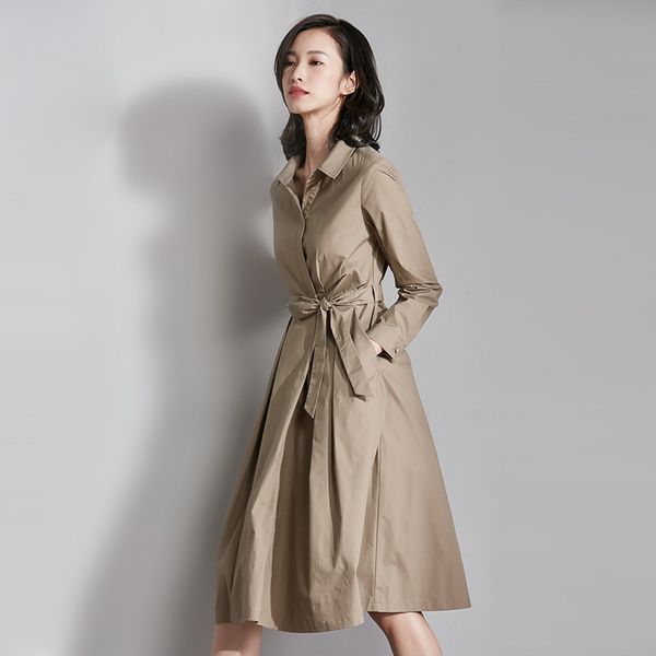 

office lady buttoned up dress women long sleeve elegant pockets with belts spring summer ol for 210518, Black;gray