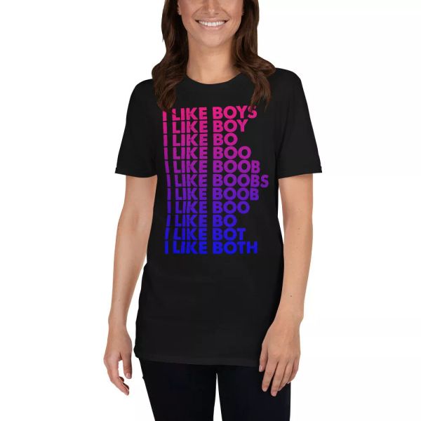 

i like boys boo boobs both boy boob funny girl gifts t-shirt, White;black