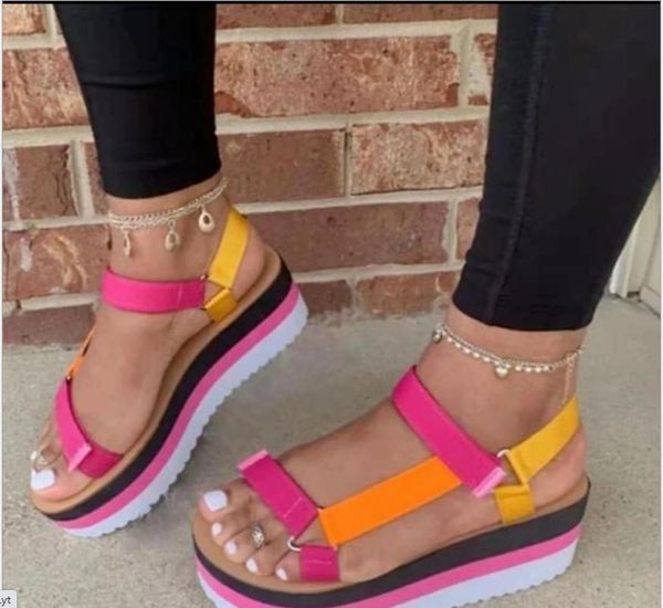 

sandals 2021 ins ladies flat platform fashion colorful summer women casual party shoes woman, Black