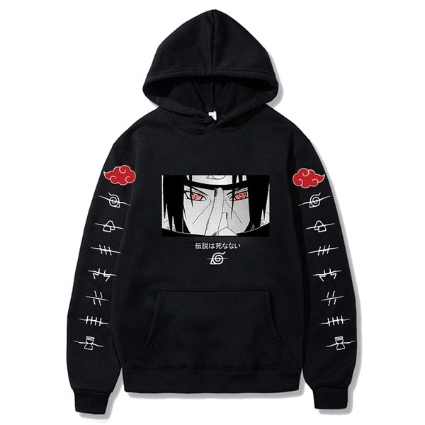 

fashion hoodies japanese anime streetwear itachi sweatshirt men casual herf winter 2021 hip hop hoodie trui, Black