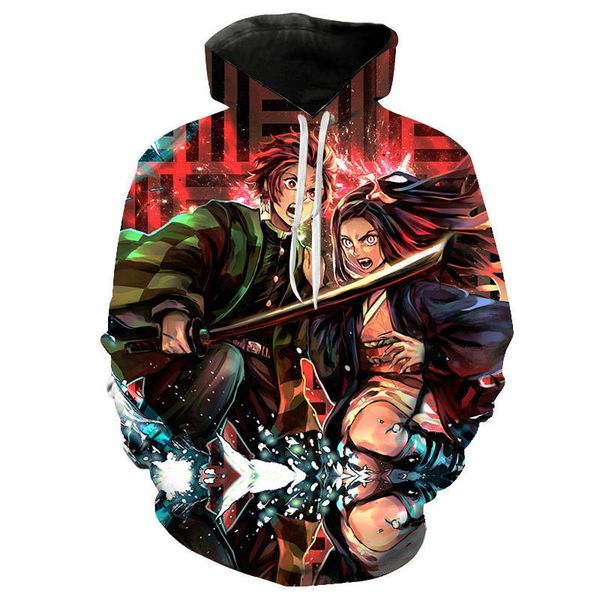 

men's hoodies & sweatshirts demon slayer men women kimetsu no yaiba fashion casual anime 7ov7, Black