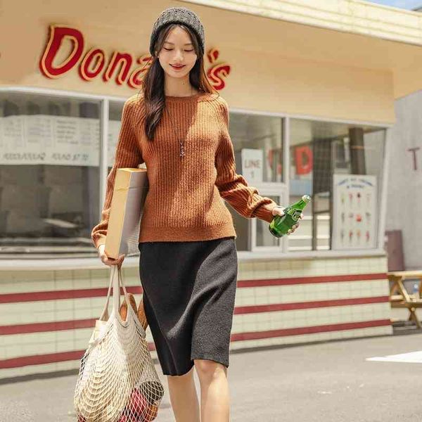 

skirt winter hip wrap lady temperament slit knit half skirt wesa, Black