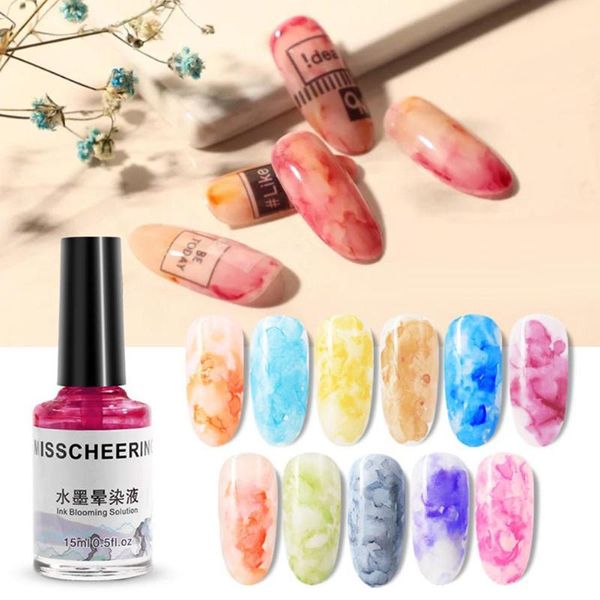

nail polish watercolor ink blooming art gel marble print smoke effect smudge lacquer manicure decoration