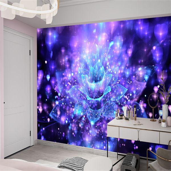 3d carta da parati moderna Dreamy colorato viola fiore interno decorazione domestica soggiorno ktv pittura murale sfondi