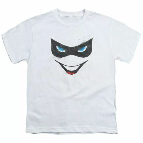 

harley quinn harley face kids youth t shirt licensed joker dc comics tee white, White;black