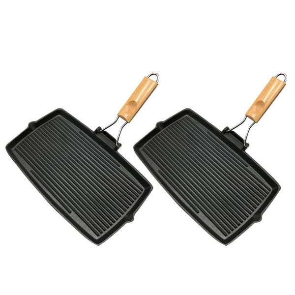 

pans 2pcs household steak frying practical non-stick cooking (black)