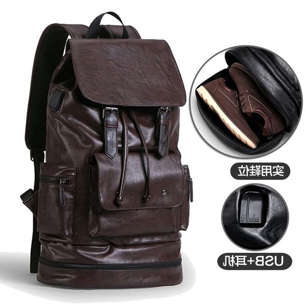 

men's bag new men's outdoor travel fashion trend backpack usb shoes