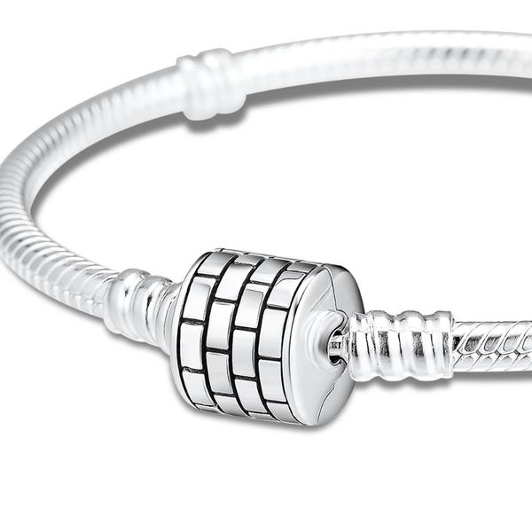 

link, chain authentic 925 sterling silver barrel clasp bracelet for women jewelry, Black