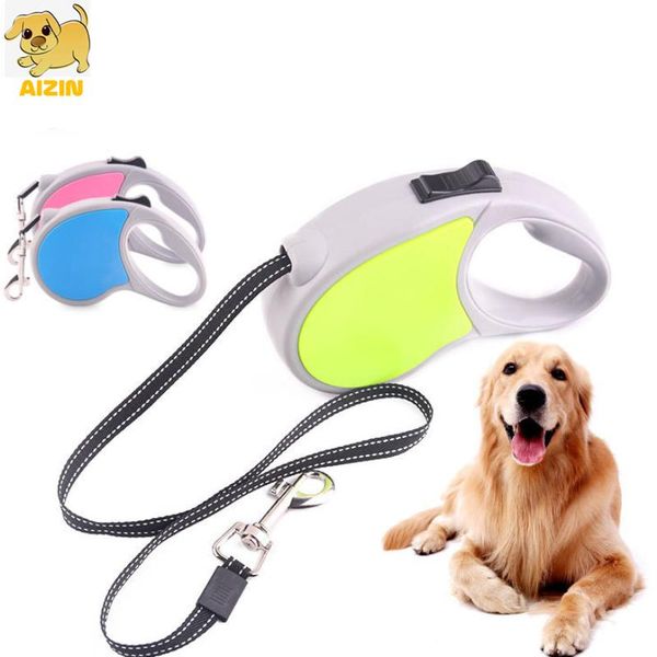 

dog collars & leashes 3m/5m retractable automatic flexible puppy cat strong nylon reflective belt leash for small medium dogs pet products