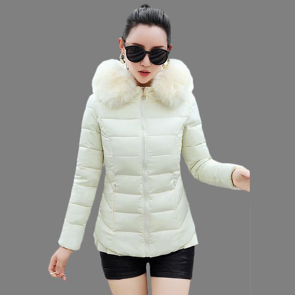 

leather short women slim down jacket winter female with big style hood to lower cotton gross coat parka lq394 9mnv, Black