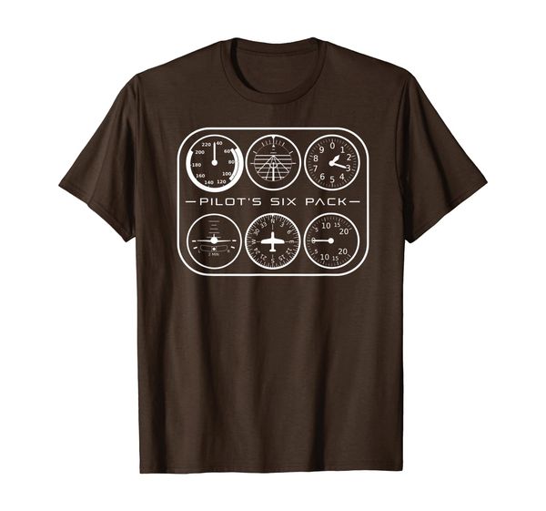 

Pilot's Six Pack T-Shirt | Flight Instruments Aviation Shirt, White;black