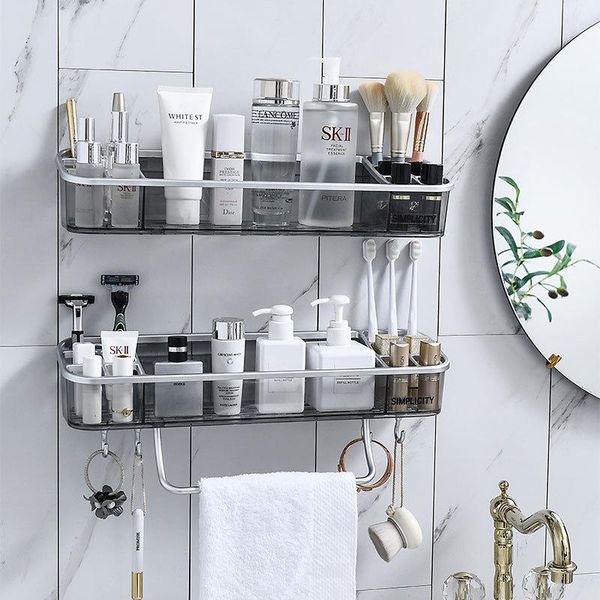 

hooks & rails punch-bathroom shelf shampoo storage rack cosmetic towel organizer bath corner holder household items accessories