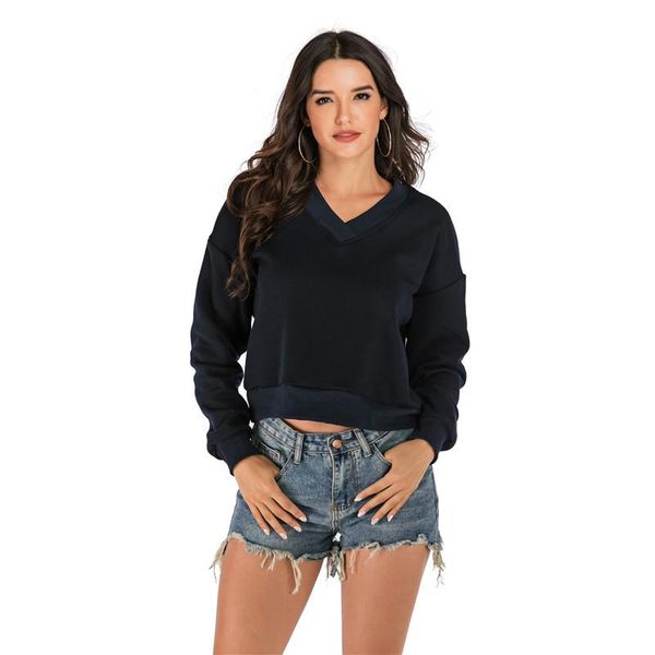 

women plush hoodies sweatshirts autumn casual pullover warm pullovers sweatshirt cropped 2021 women's &, Black