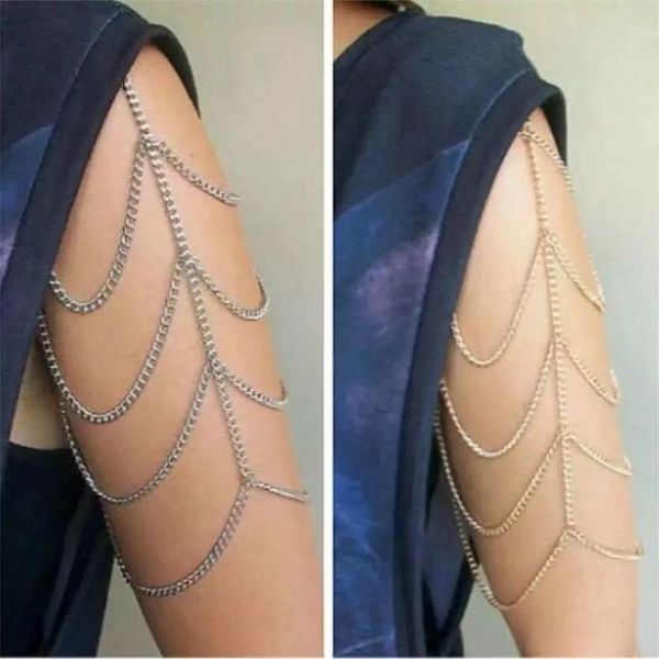 

link, chain metal men's and women's arms four tassel shoulder summer beach party accessories, Black