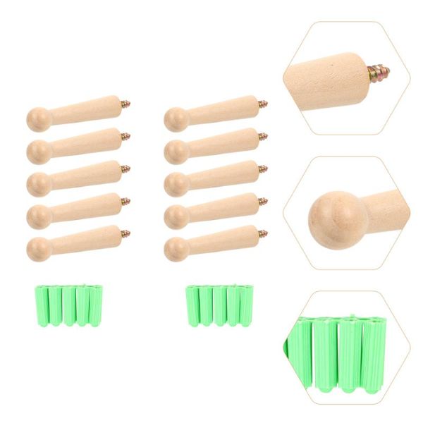 

hooks & rails 10pcs diy natural wooden coat wall mounted vintage organizer hangers