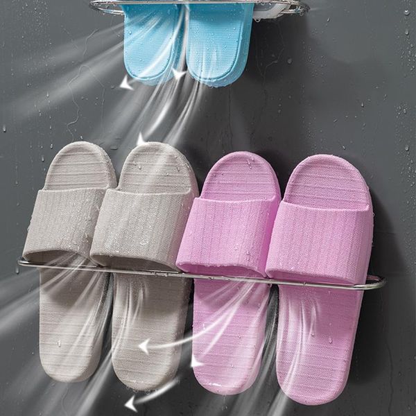 

towel racks punch-foldable bar adhesive hanging slippers organizer storage rack door mounted for kitchen shoes 46cm long gadget