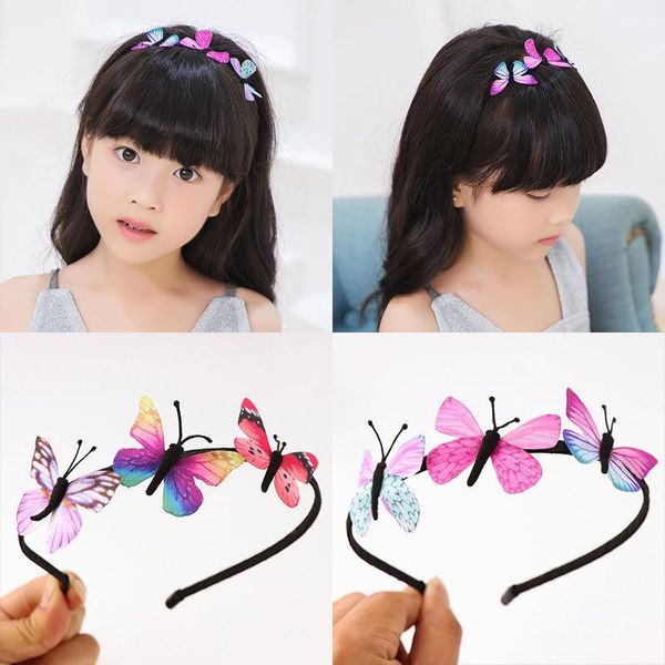 

hair accessories girls fairy princess hairbands colorful 2021 arrival butterfly handmade graceful children kids 1pc, Slivery;white