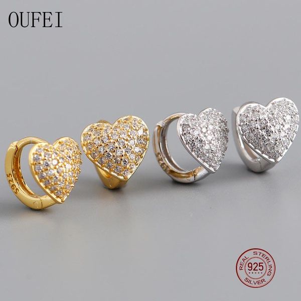 

sterling silver earrings for women rhinestones heart hoop exquisite charm jewelry accessories & huggie, Golden;silver