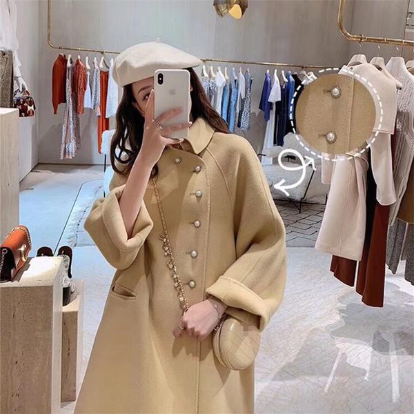 

women's wool & blends woman fashion autumn winter jacket female single breasted coat ladies solid color slim woolen plus size a428, Black