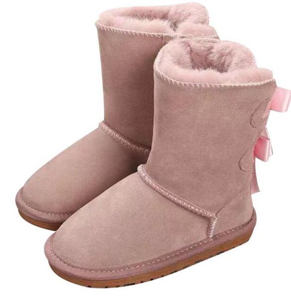 

2022 winter australia baby snow girls childrens boots style cow suede leather waterproof winter cotton boots warm boots shoes kids 21-35, Black;grey