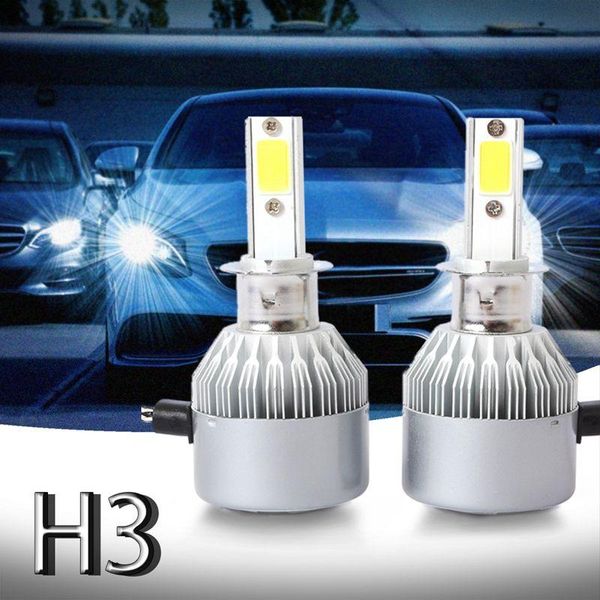 

working light 2pcs c6 led car headlight kit cob h3 36w 7600lm white bulbs