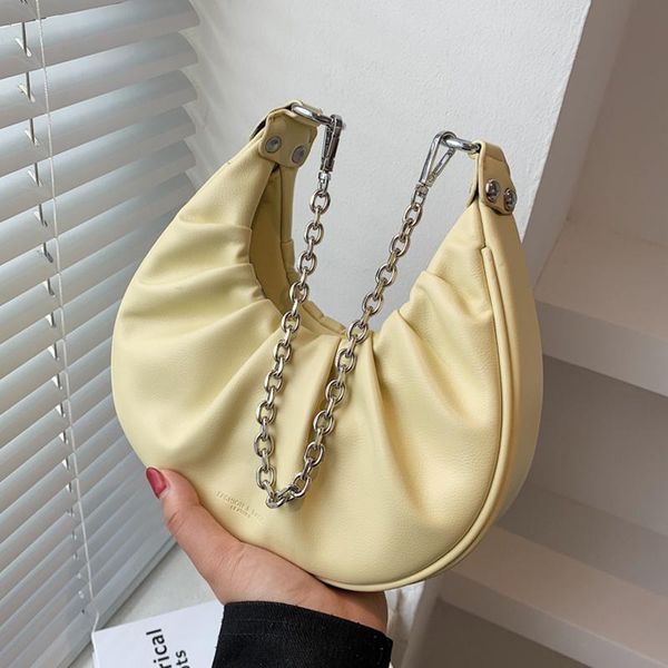 

evening bags small half-moon handbags for women 2021 fashion chain baguette underarm shoulder bag luxury lady travel tote crossbody purse