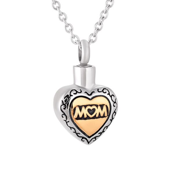 

pendant necklaces i love you mum necklace stainless steel cremation jewelry ash keepsake for women kids gift with funnel, Silver
