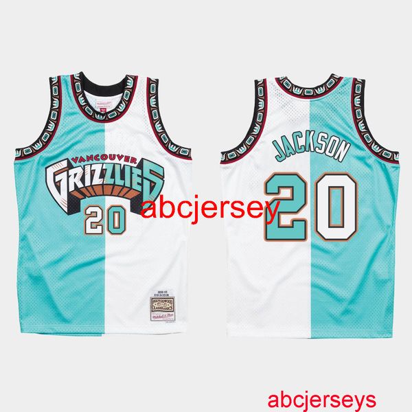 

stitched josh jackson #20 1998-99 split white teal jersey any name number, Black