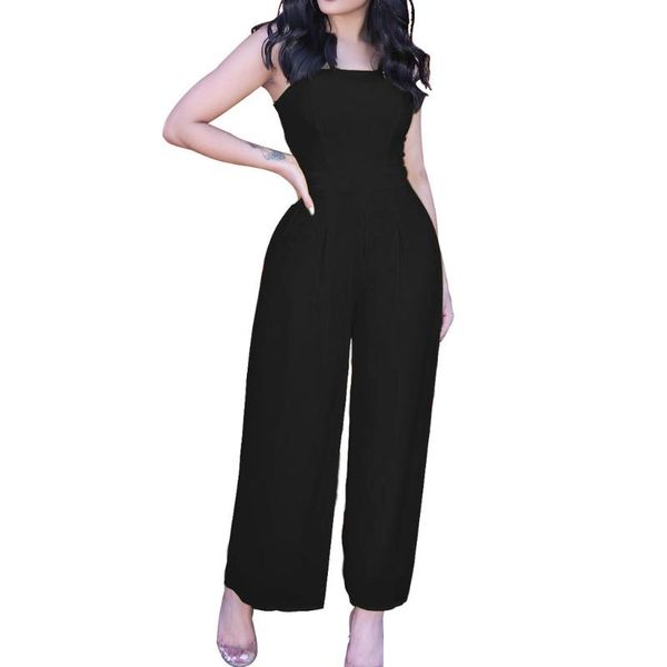 

women's jumpsuits & rompers chamsgend women pure color camisole leisure time backless womens jumpsuit overalls c3052, Black;white