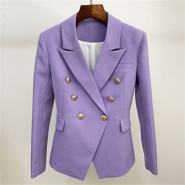 

est designer blazer women's classic lion buttons double breasted slim fit blazer jacket lavender 211104, White;black