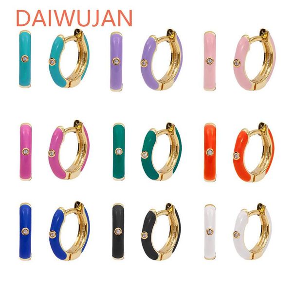 

hoop & huggie real 925 sterling silver earrings for women purple orange piercing zircon pendiente bijoux arete jewelry, Golden;silver