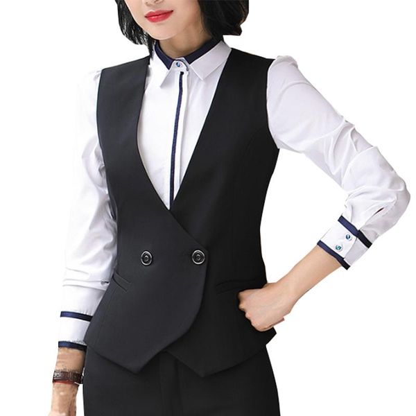 

women's vests spring office lady casual vest women black slim waistcoat ladies fashion elegant sleeveless outerwear coats plus size s-4, Black;white