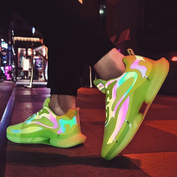 

designers fashion 3m reflective men's sports running shoes walking jogging sneakers leisure footwear
