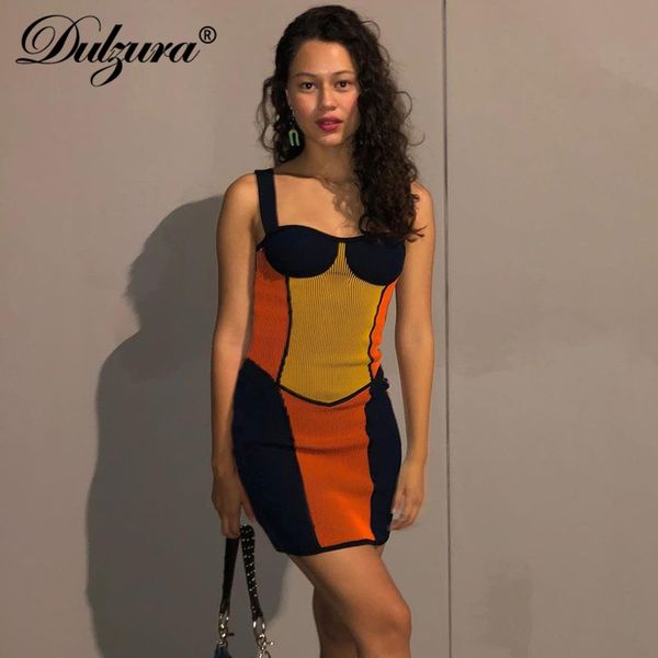 

ribbed knitted patchwork women strap mini dress bodycon streetwear party club casual 2021 summer clothes, Black;white