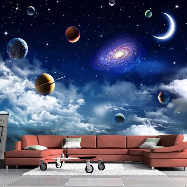 

wallpapers drop custom 3d wallpaper modern space planet moon po wall murals living room kids bathroom waterproof stickers