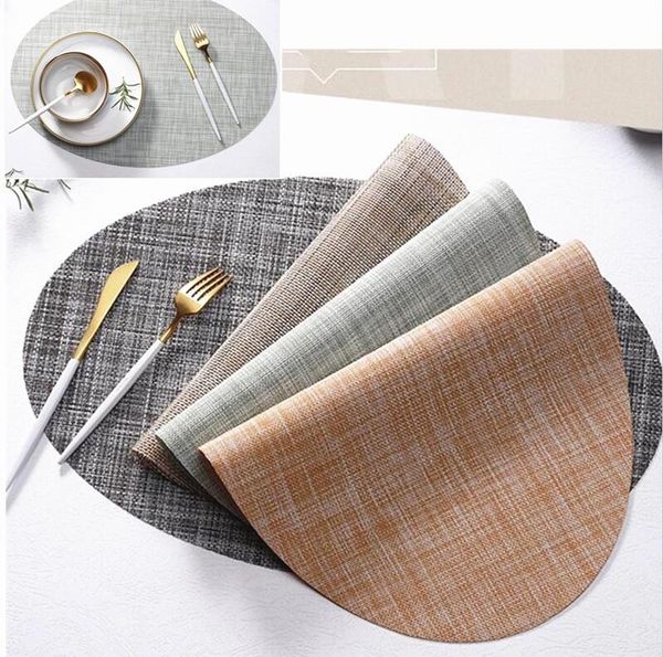 Placemats redondos placemats PVC de plástico mesa de jantar esteira resistente ao calor placemat lavável placa coaster coporta tapetes de decoração