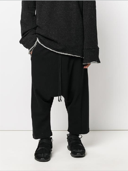 

men's pants autumn winter fashion individual character leisure halun pure color fastens low grade, Black