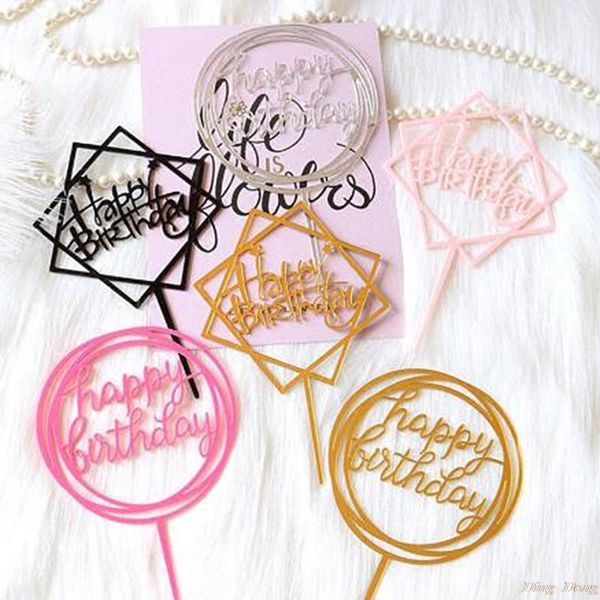 

other festive & party supplies 10pcs/lot multi style acrylic hand writing happy birthday cake er dessert decoration for lovely gift