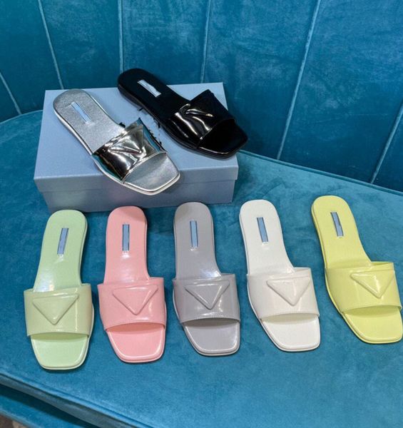 

2021 summer new round head flat bottomed cowhide simple one line type foot covering comfortable lazy slippers for women, Black