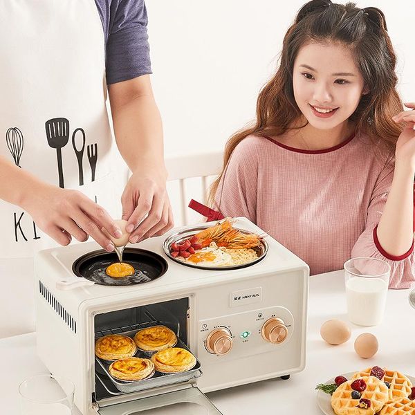 

electric skillets 3 in 1 household breakfast machine mini bread toaster baking oven omelette fry pan pot boiler steamer eu