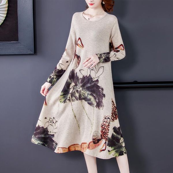

vintage 3xl plus size women dress knit wool sweater maxi autumn winter casual elegant bodycon long sweaters, Black;gray