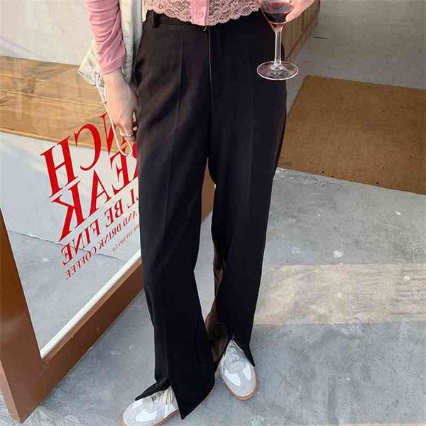 

women's pants & capris black solid brief office lady high waist split all match chic slim stylish new femme plus size ol trousers, Black;white