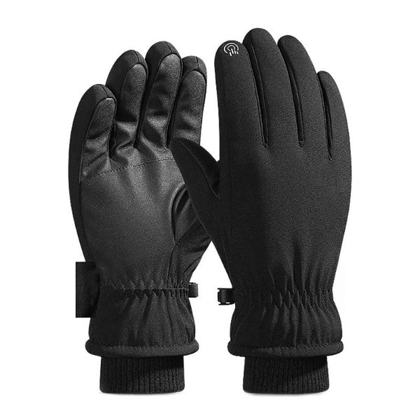 

cycling gloves winter waterproof anti-slip touchscreen breathable carp fishing full finger durable motorcycle, Black