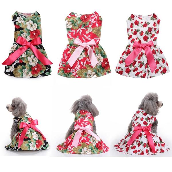 

dog apparel pet bow cotton princess dress chihuahua clothes home costume summer