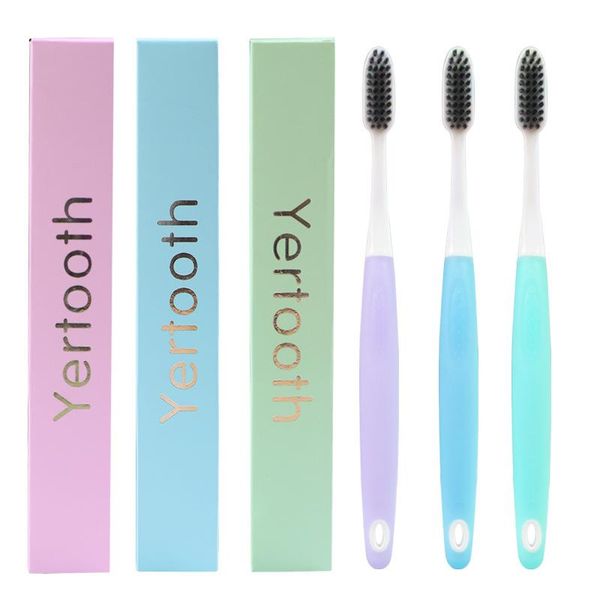

toothbrush 1pc bamboo charcoal soft-bristle adults black head soft oral hygiene