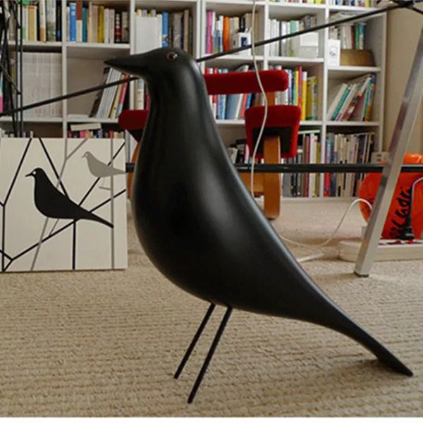 Resin Craft Bird Figurine Statua Ornamenti per ufficio Scultura Accessori per la decorazione della casa Scultura per uccelli nera 210318