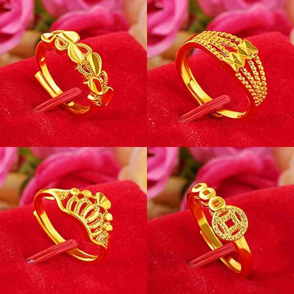 

jewelry vietnam shajin lady's many kinds of open mouth malay jade rings, women's gold-plated ring batch, Black