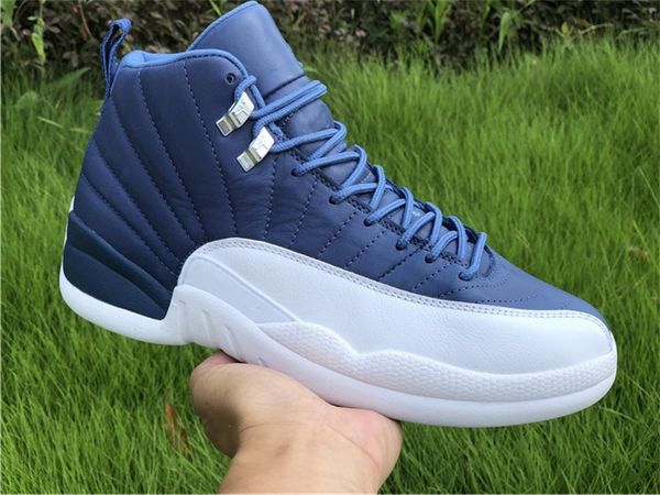 

12 xii stone blue basketball shoes mens jumpman 12s designer white sports sneakers with size eu36-47.5